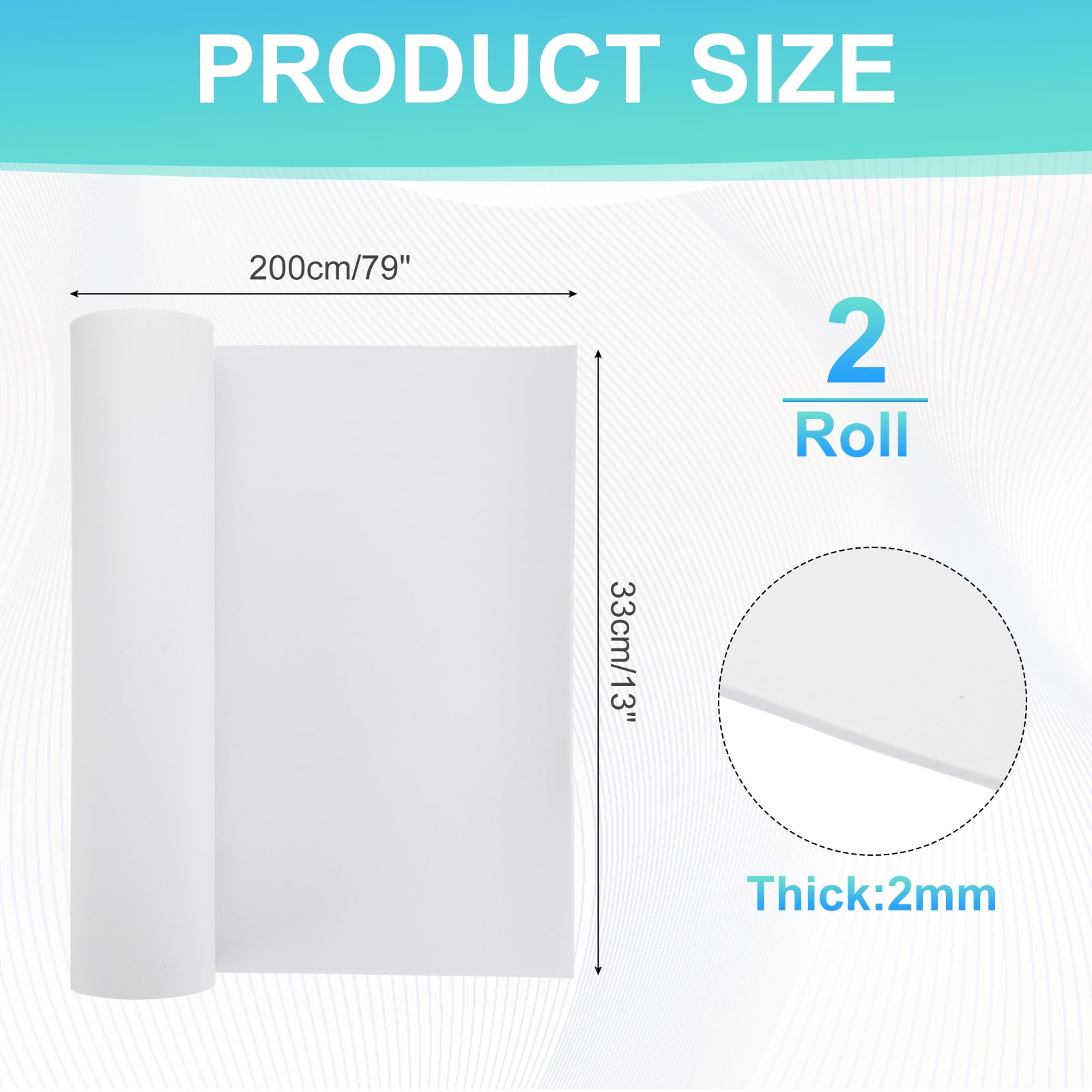 Uxcell 2 Roll White Foam Sheets, 39" x 13" x 0.08" High Density EVA Foam Roll Board Cosplay Craft Sheet for DIY Crafts Projects Furniture Protecting Insulation Weather Stripping