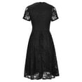 thumbnail image 3 of Femmes Été Élégantes Robes Manches Courtes Dentelle Casual Floral V-Cou Robe Robes de Retour, 3 of 7