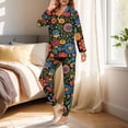 thumbnail image 3 of DISNIMO Flower Printed Pajama Set for Women 2 Piece Lounge Set Soft Comfy Sleepwear with Long Pants V Neck Ladies Loungewear Button Down Nightwear, 3 of 7