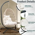 thumbnail image 2 of UHOMEPRO Hanging Egg Chair with Stand, Patio PE Wicker Swing Chair with Cushion and Headrest, Outdoor Hammock Egg Chair for Home Bedroom Patio Balcony, 350 lbs Capacity, Beige+Beige, 2 of 8