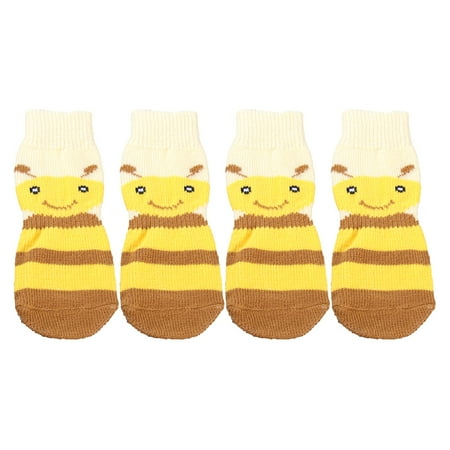 

NUOLUX 4pcs Warm Knitted Socks Anti-slip Bee Socks Adorable Stockings Pet Supplies (Yellow Size 3XL)