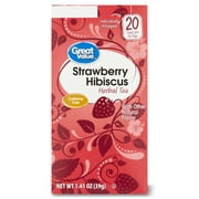 Great Value Strawberry Hibiscus Herbal Tea, 1.41 Oz, 20 Ct