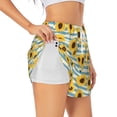 thumbnail image 2 of Haiem Blue White Striped Sunflower A Women's 2 in 1 Running Shorts - Lightweight Athletic Workout Gym Yoga Breathable Sports Shorts Liner with Phone Pockets-Medium, 2 of 9