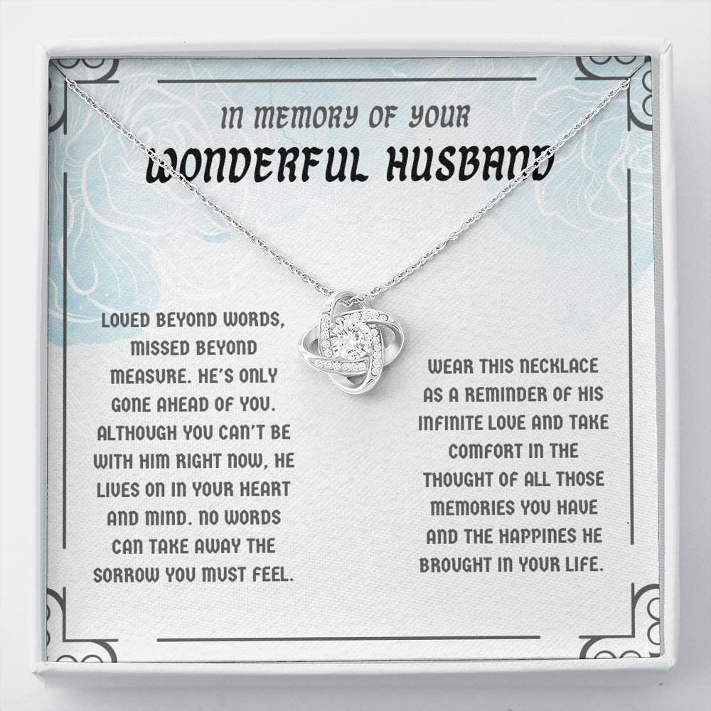 Husband Memorial Love Knot Necklace, Widower Gift, Gift For Widow