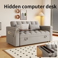thumbnail image 3 of 65'' 3-in-1 Convertible Sofa Bed with Adjustable Backrest, Pull Out Sofa, Velvet Couch Sleeper Side Table, Easy Assembly, for Living Room & Apartments, Light Gray, 3 of 7