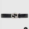thumbnail image 4 of Gu-cci Black Belt with Silver Buckle, 4 of 5