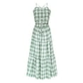 thumbnail image 4 of Ruimatai Women's Backless Long Dress Green White Checkered Sleeveless Summer Vacation Beach Party Elegant Sexy Casual Maxi Dress, 4 of 7
