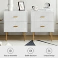 thumbnail image 4 of Wooden 2 Drawer Storage End Table Chest Cabinet Table Metal Legs for Home White, 4 of 6