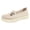 Beige, variant on Women's Woven Walking Shoes Elegant Pearl Embroidered Slip On Sneakers with Arch Support Wide Width Platform Loafers Purple Size 6.5