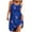 Blue, variant on Womens Sundress Summer Fashion Floral Printed Crew Neck Spaghetti Strap Pleated Boho Casual Loose Beach Sun Mini Dress