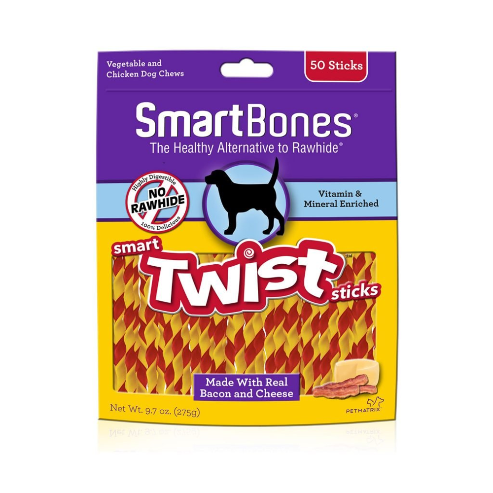 SmartBones Bacon & Cheese Twist Sticks, RawhideFree 50 Pk Walmart