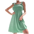 thumbnail image 2 of HKEJIAOI Robes Décontractées en Liquidation Robe Florale pour Femmes Mode Été Décontractée à Pois Camisole Sans Manches Bandage Mini Robe Verte, 2 of 9
