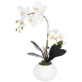 thumbnail image 2 of Real Touch Orchid Artificial Flowers with Vase, White Fake Silk Orchids Floral Centerpiece, Decorative Potted Phaleanopsis Orchid Bonsai for Home Office Table Decor, 2 of 6