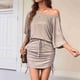 thumbnail image 5 of Vestidos de Mujer con Mangas Murciélago Laterales y Cordón Ajustable, Color Caqui, Talla XL, 5 of 10