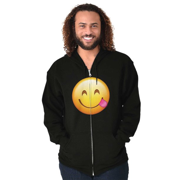 Brisco Brands Emoji Zipper Sweat Shirt Zip Sweatshirt Smiling Tongue