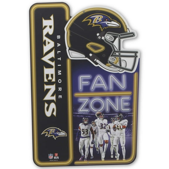 NFL Baltimore Ravens Fan Zone Metal Sign for Man Cave, Office, or Game Room