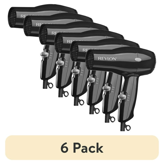 (6 pack) Revlon 1875W Compact Hair Dryer, Black