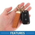 thumbnail image 4 of Unique Bargains 1 Set Car Keychain Universal Key Chain with Ring for Key Fobs for Women Faux Leather Orange Gold Tone, 4 of 6