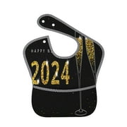 Bingfone Mess-Proof Baby Bib - Waterproof Bib For Baby Boy Or Girl With Food Catcher Pocket, Unisex-Happy New Year 2024 (2)