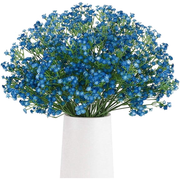 Babys Breath Artificial Flowers, 12 Pc Fake Flowers Gypsophila Bouquet Fall Flowers Artificial for Decoration, Real Touch Silk Flower for Wedding Christmas DIY Party Home Garden Office, Dark Blue
