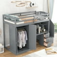 thumbnail image 3 of Harper & Bright Designs Twin Size Loft Bed with Wardrobe and Staircase, Wooden Twin Loft Bed with Desk and 3 Drawers and Cabinet in 1, for Kids Teens Adults, Gray, 3 of 17