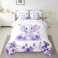 thumbnail image 2 of jejeloiu Cute Elephant Twin Bedding Sets 7-Piece,Zoo Animal Bedding Comforter Set,Purple Flower Butterflies Sheet Sets For Boys Girl,Super Cozy Room Decor Reversible, 2 of 8