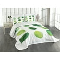 thumbnail image 3 of Ambesonne Sage Quilted Bedspread Set 3 Pcs, Watercolor Fresh Foliage, Queen Size, Green White, 3 of 5