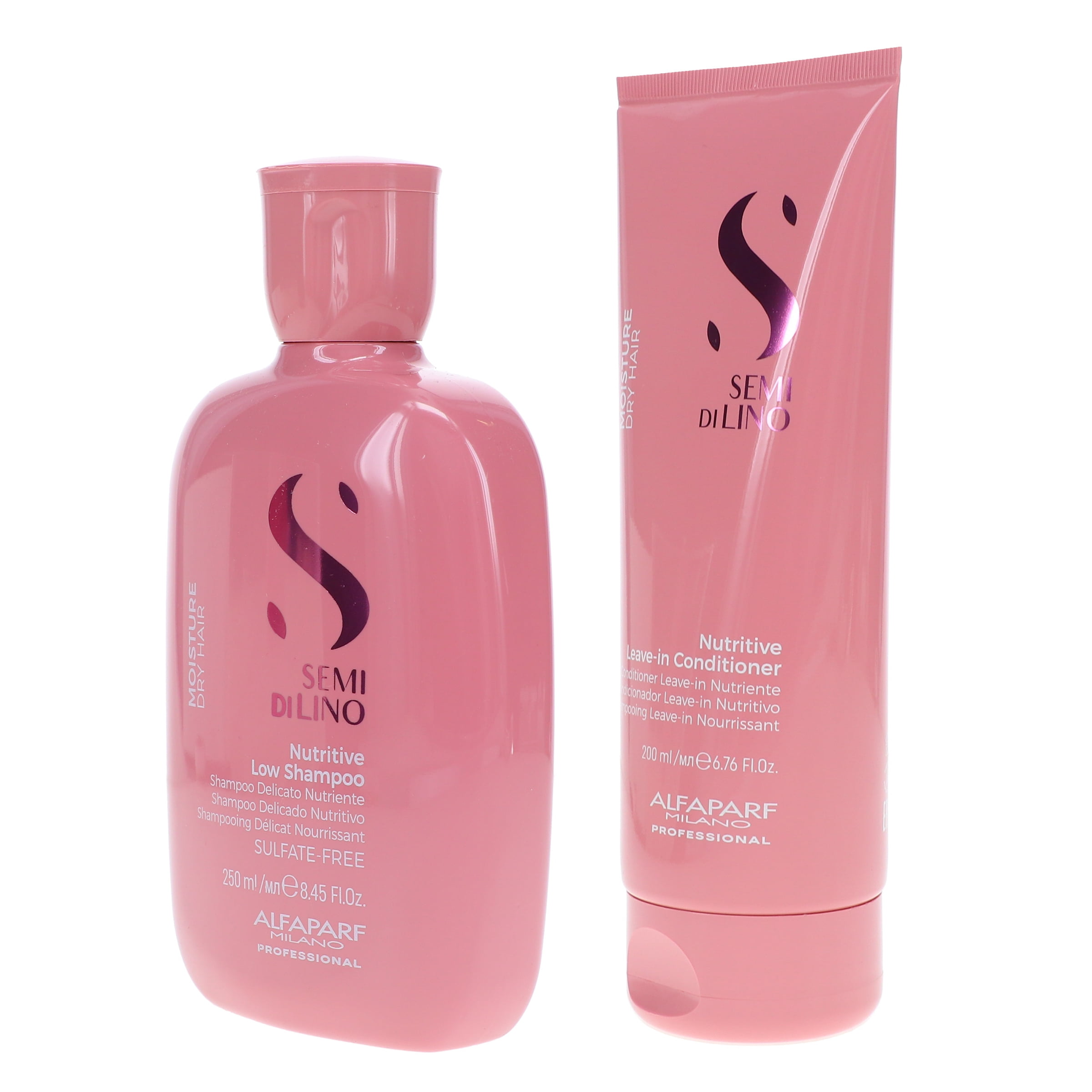 Alfaparf Milano Semi Di Lino Moisture Nutritive Low Shampoo 8.45 oz & Leave-in Conditioner 6.76 oz Combo Pack