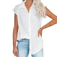 thumbnail image 3 of T Shirts For Women Womens Tops Casual Solid Color Breathable Single Breasted Shirts Short Sleeve Tops, 3 of 7
