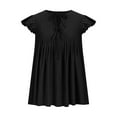 thumbnail image 4 of GaThRRgYP Womens Tops Clearance,Womens Tie Front Blouse Dressy Casual Summer Ruffle Short Sleeve Shirts Trendy Blouses Black XXL, 4 of 6