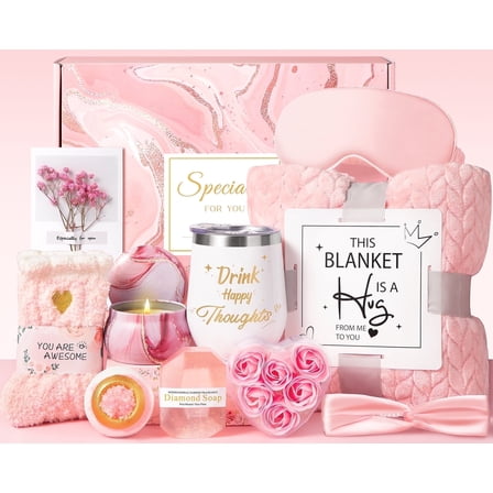 Gifts for Women, Presents for Mother's Day, Wife, Girlfriend, Sister, Birthday Gift, Christmas, and Valentine's Day Gift- 11 PCS Gift Basket Set Pink