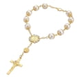 thumbnail image 1 of Pulsera con cruz religiosa decorativa cristiana elegante bautizo clásico rosario Dorado, 1 of 9