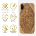 thumbnail image 4 of Case Yard Wooden Case Outside Soft TPU Silicone, Slim Fit Shockproof Wood Protective Phone Cover for Girls Boys Men and Women, Supports Wireless Charging Bohemian Flower Design case for iPhone-XS-Max, 4 of 7