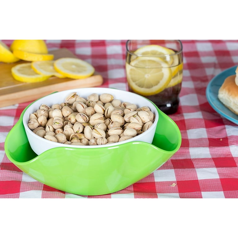 Pistachio Bowl with Shell Storage - Double Dish Snack Serving Bowl - for  Pistachios, Peanuts, Edamame, Cherries, Nuts, Fruits, Candies - by Kitchen  Winners 