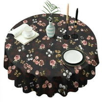 Pioneer Flower Floral Print Pattern Round Tablecloth 60"x60",Wrinkle Wipeable Table Cloth for Kitchen Dining Room Picnic Patio Party