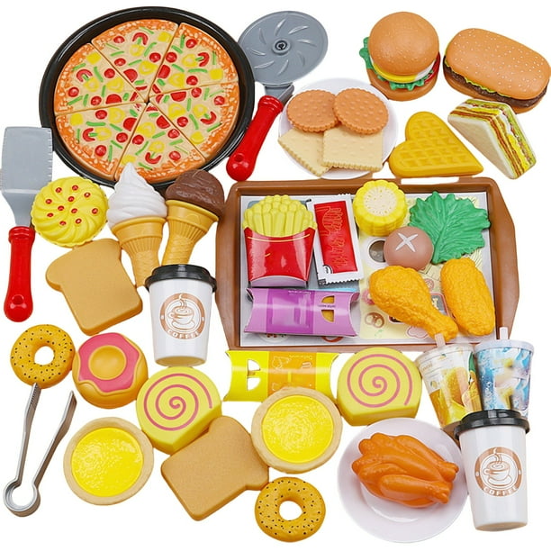 Juguetes Para Niño Juego de cocina occidental con comida simulada, hamburguesas, pizzas y casita de juguete para niños. Juguetes Para Bebe 1 Año