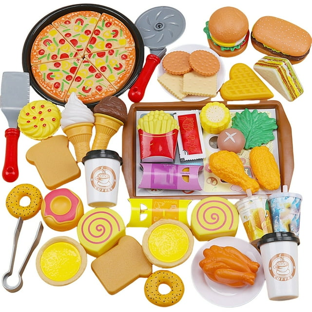 Ensemble de Cuisine de Jeu Simulé - Jouets de Restauration Rapide avec Détails Réalistes, Plastique Durable pour Jeu de Rôle, Améliore les Compétences Sociales et Motrices