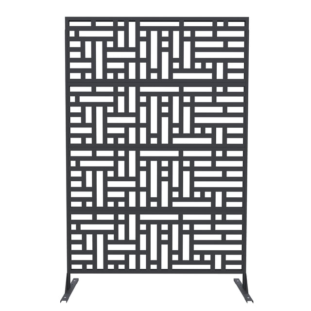 Panneau d'Écran d'Intimité Autoportant en Métal – Séparateur Décoratif Extérieur 46 x 71 Pouces, Résistant à la Rouille, Design Géométrique, Assemblage Facile, pour Patio, Terrasse, Balcon, Jardin, Intérieur, Noir