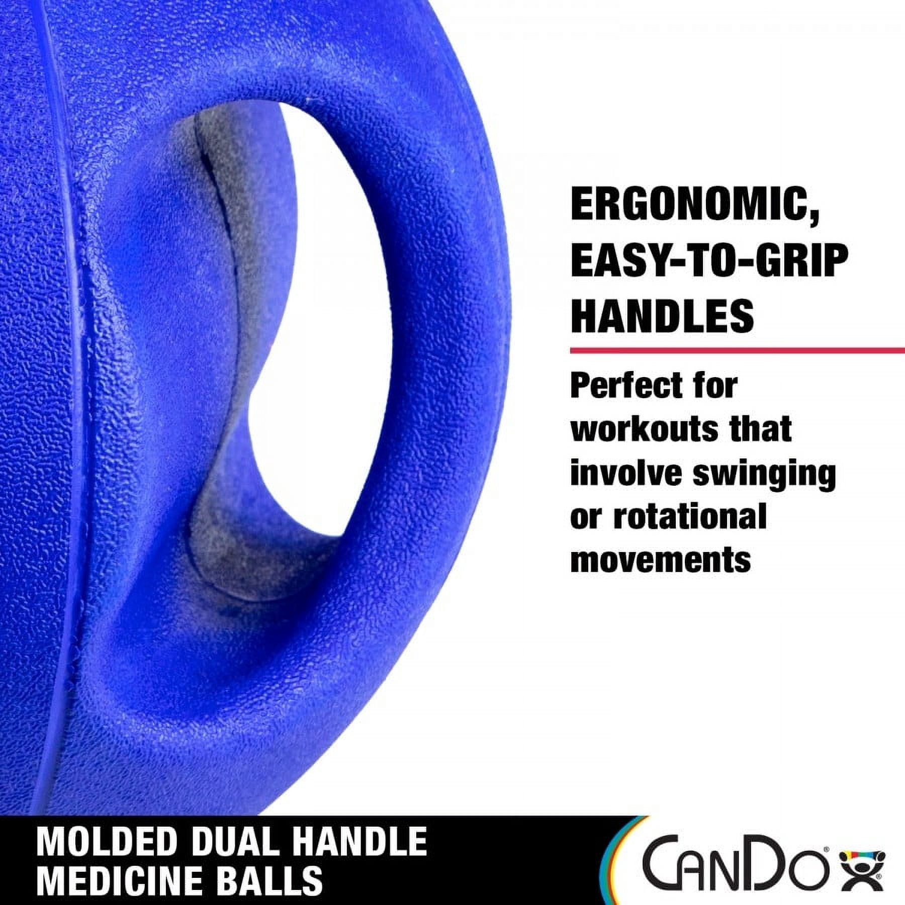 CanDo Molded Dual-Handle Medicine Ball for Strength Training, Core Workouts, Warmups, Cardio, and Plyometrics with Handles for Home and Clinic Use