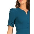 thumbnail image 5 of INSPIRE CHIC Mother's Day Business Dress for Women's Sweetheart Neck Pleated Short Sleeve A-Line Sheath Dress S Lake Blue, 5 of 6