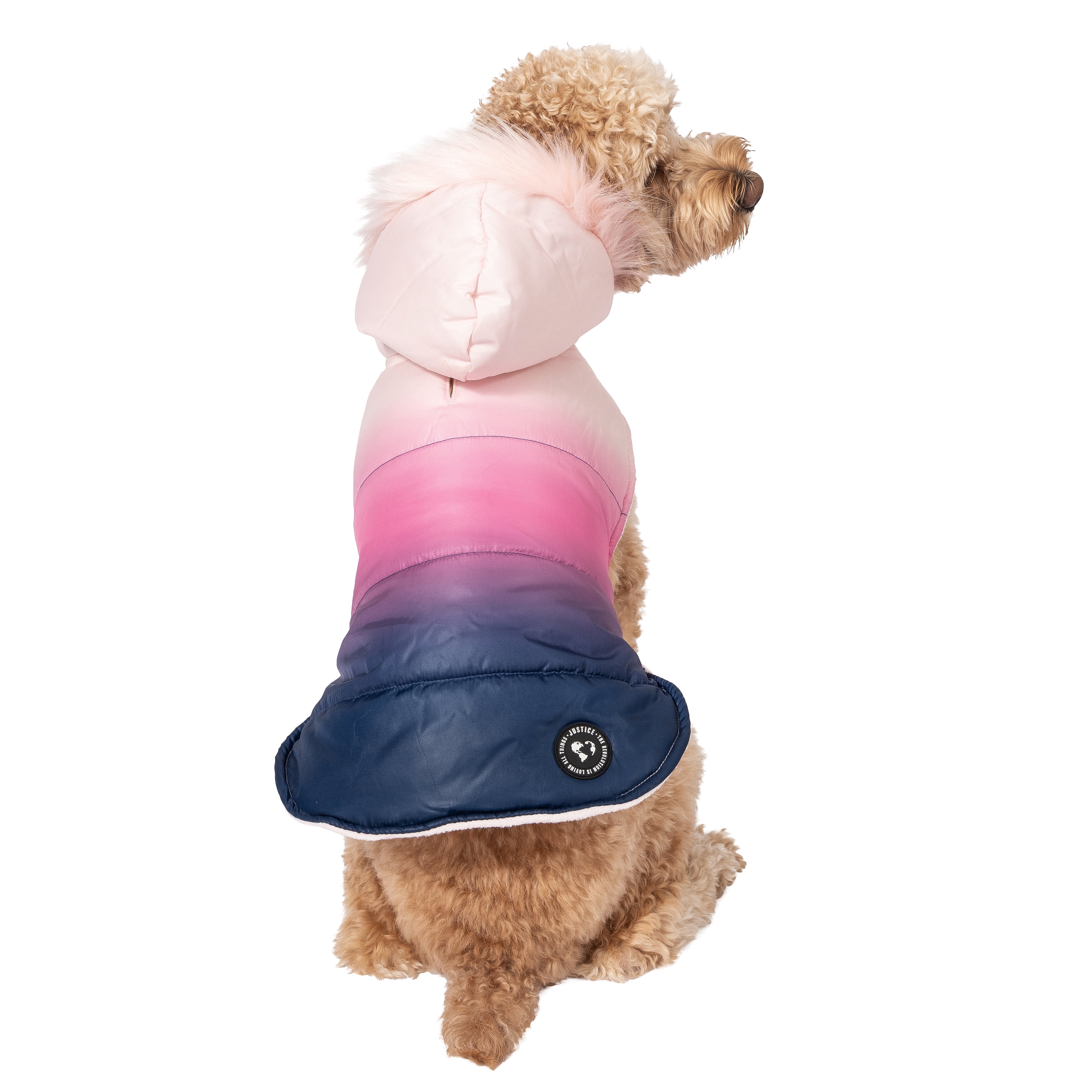 Justice Pet Reversible Puffer Jacket, Ombre Multi, L