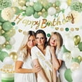 thumbnail image 4 of Upgraded Sage Green Birthday Party Decorations for Girls Women with Happy birthday Sash,Banner,Tissue Pompoms,Circle Dots Garland,Paper Tassels Garland, cake topper for Her Birthday Decor, 4 of 8