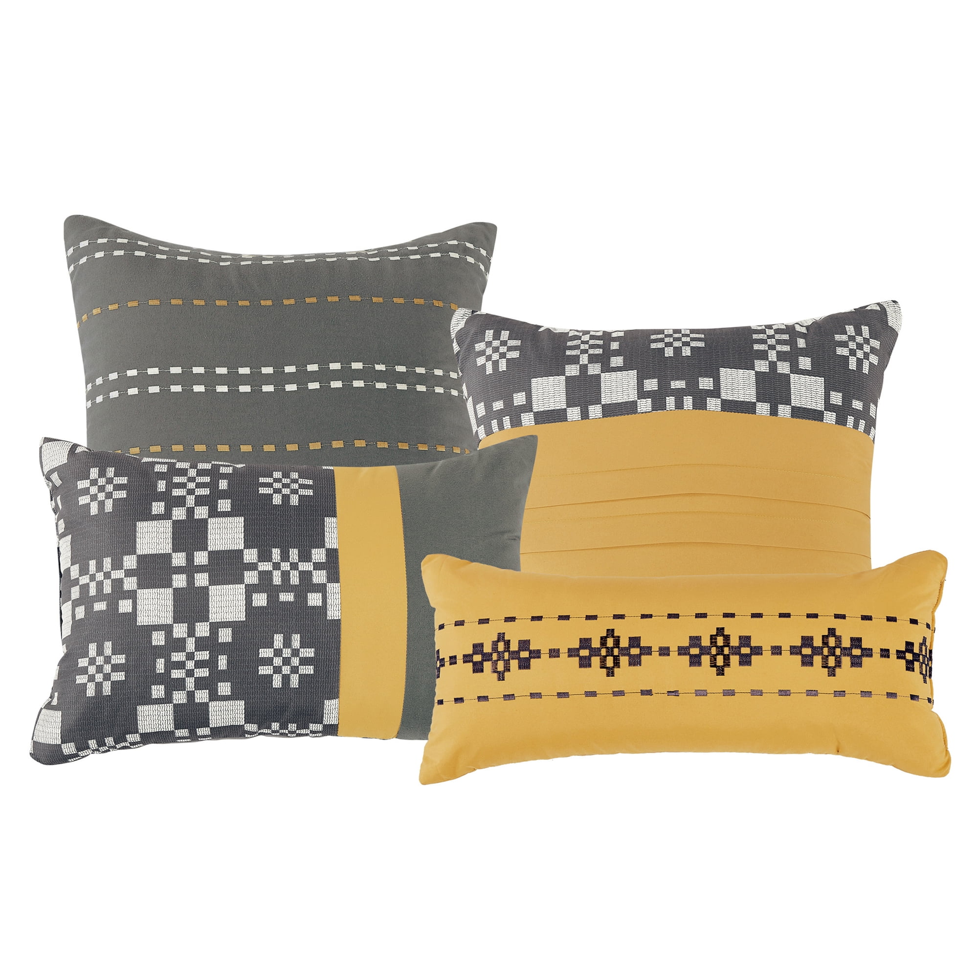 EvJk 7-Piece Luxury Comforter Set, Hybrid Print & Embroidery Technique, King