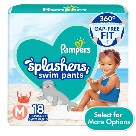 Pampers Splashers Swim Diapers Size MD, 18 Count (Choose Your Size & Count)
