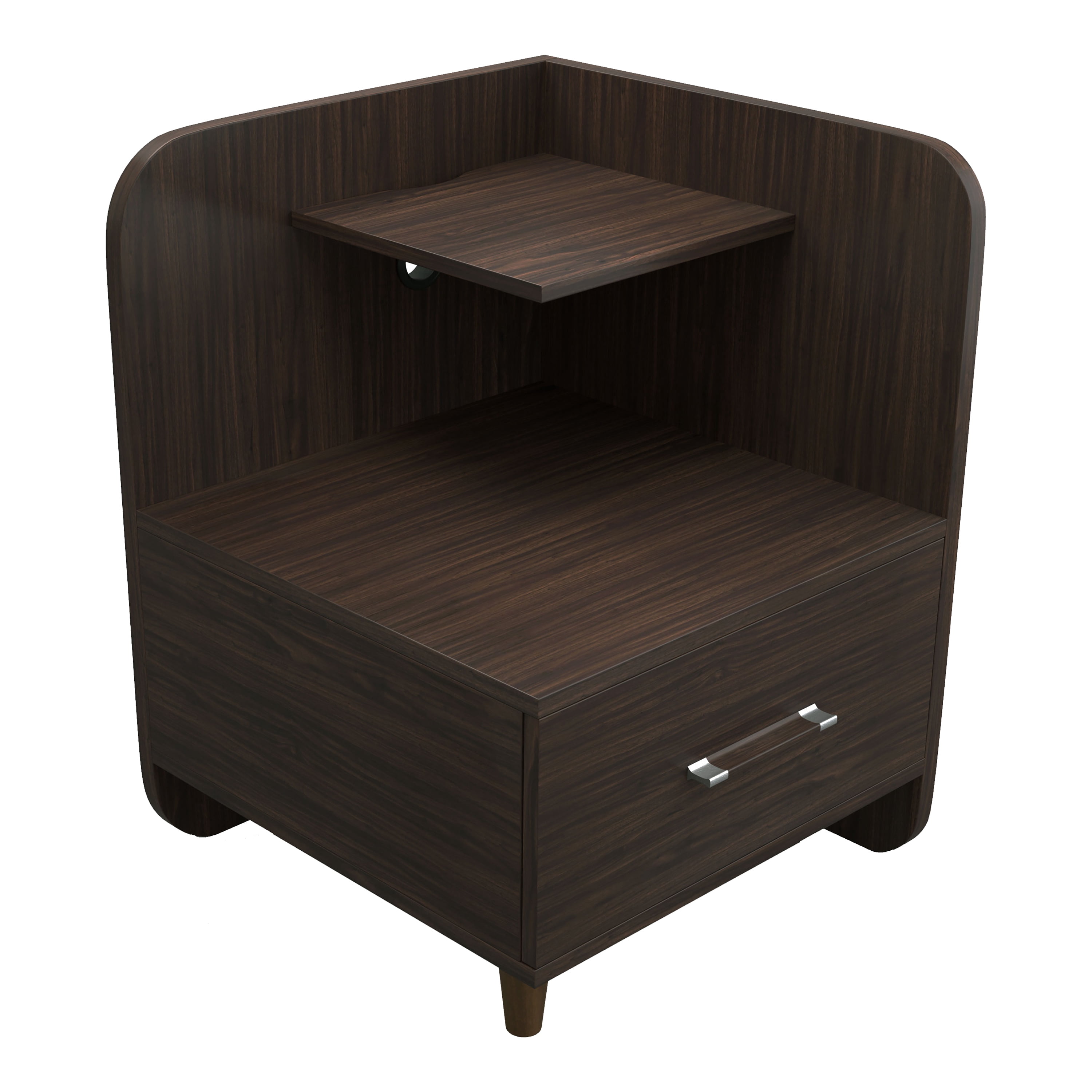 Furniture of America Ames Adult Modern 1-Drawer Nightstand with 2-Shelf, Wenge