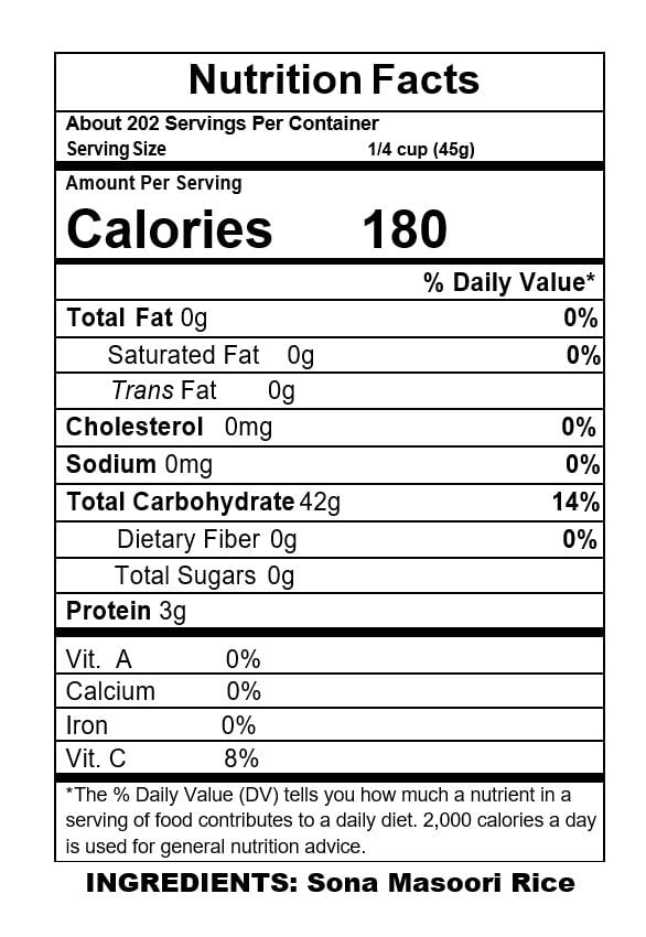 Aara Crystal Sona Masoori Rice – 20 LB | Premium Medium Grain Rice