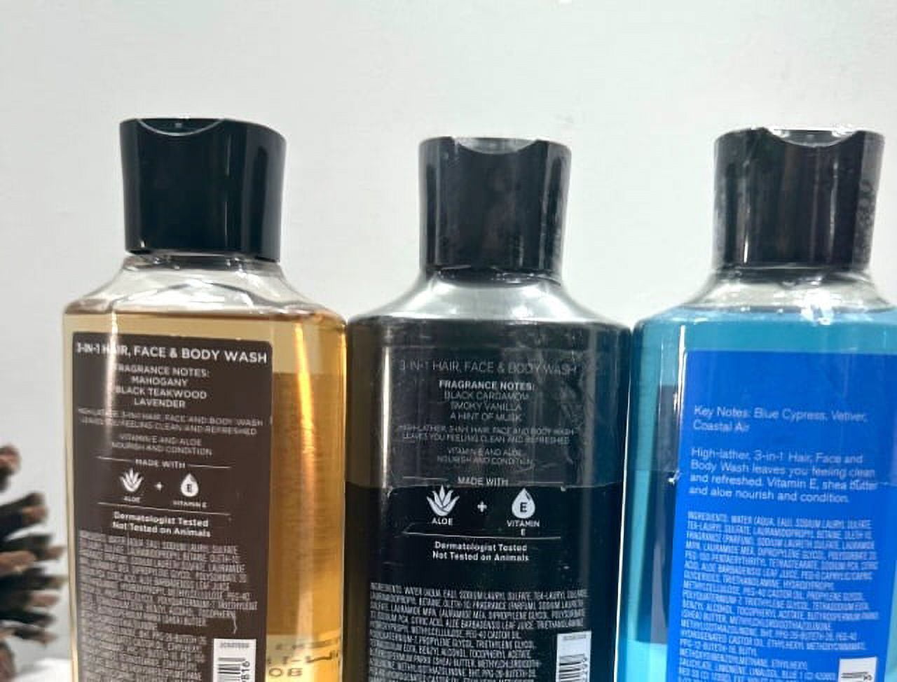 Bath & Body Works Men's Collection 3-in-1 Hair, Face & Body Wash Trio Set, 10 fl oz (Teakwood, Noir and Ocean) - Walmart.com Bath & Body Works Men's Collection 3-in-1 Hair, Face & Body Wash Trio Set, 10 fl oz (Teakwood, Noir and Ocean) - Walmart.com