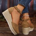 thumbnail image 4 of Closed Toe Espadrilles for Women Platform Wedge Sandals Comfortable Suede Ankle Strap Dressy Wedges Heels Brown Size 7, 4 of 7