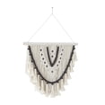 thumbnail image 5 of DecMode White Cotton Handmade Intricately Weaved Macrame Wall Decor with Beaded Fringe Tassels, 5 of 7