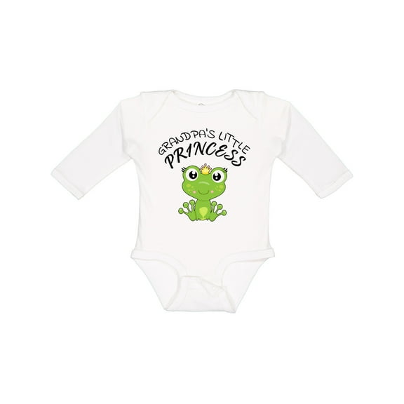 Inktastic Grandpa's Little Princess Cute Frog Girls Long Sleeve Baby Bodysuit
